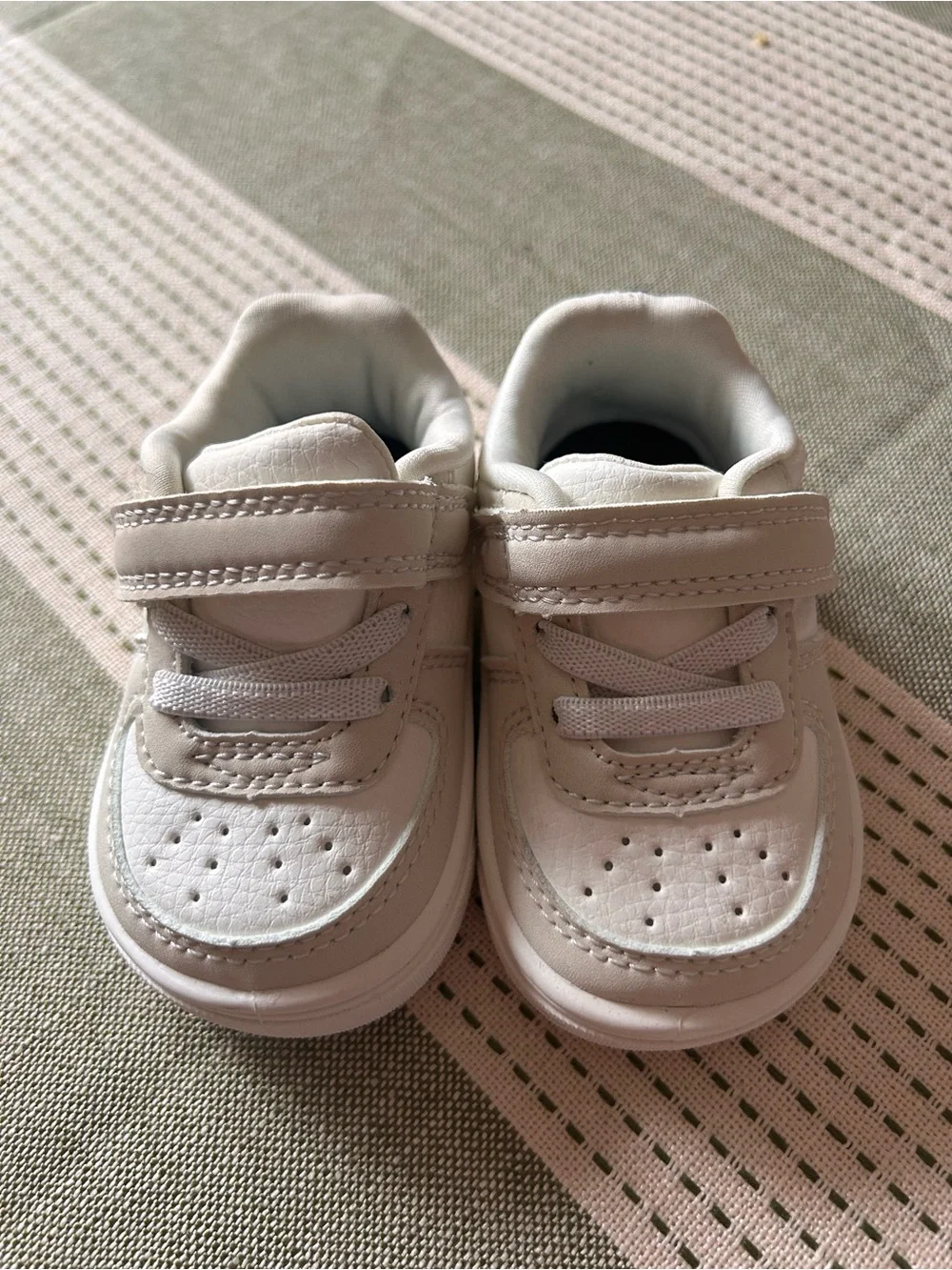 Kids Carters White Velcro Athletic Leather Sneakers (3)